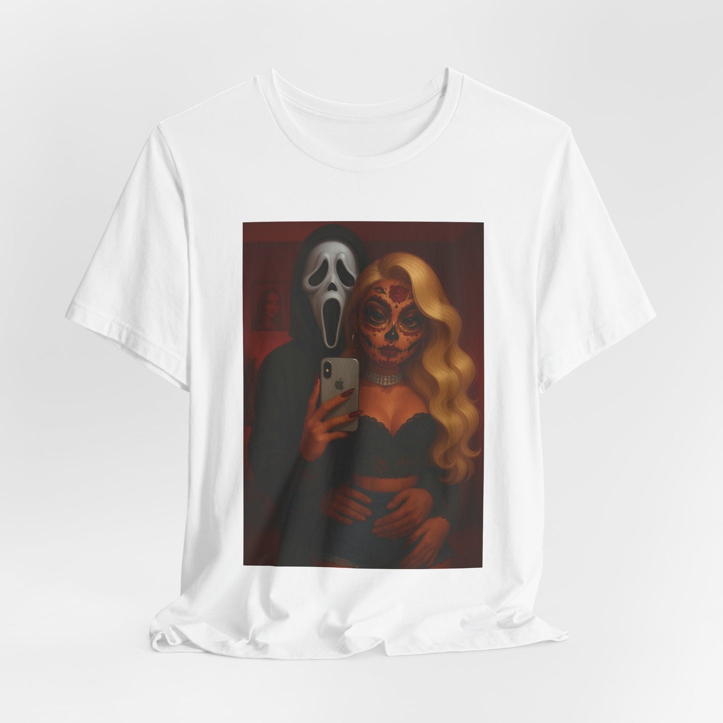Spooky Couple Tee, Halloween Shirt, Horror Fan Gift, Unisex Graphic Tee, Scream Costume Top, Casual Wear