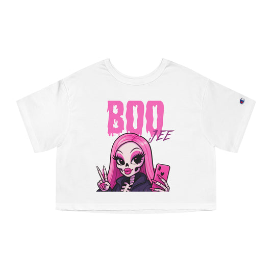 Boo Tee Crop Top - Women's Trendy Graphic T-Shirt, Casual Streetwear Crop, Halloween Apparel, Gift for Her, Fun Fashion Statement