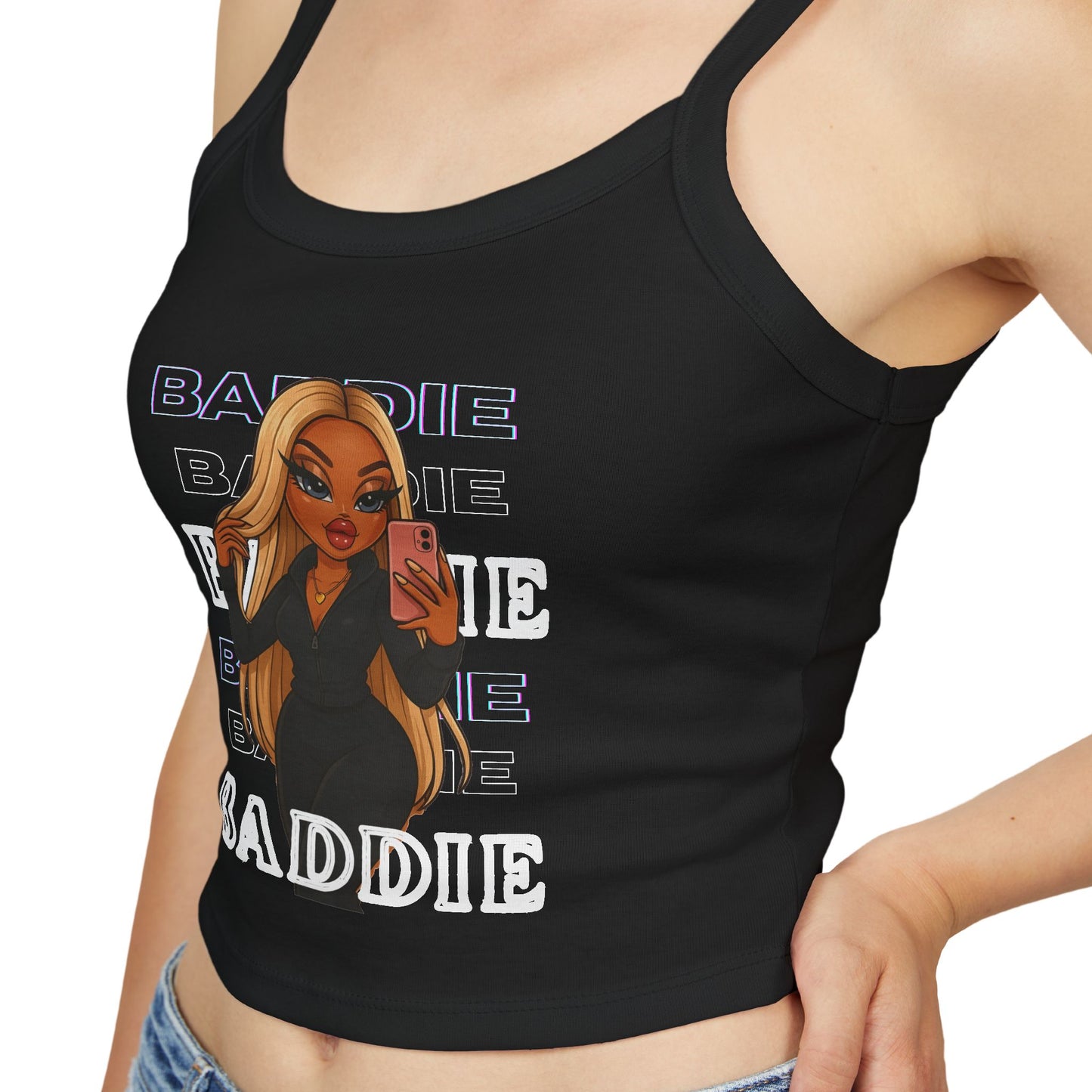 Baddie Vibes Women's Spaghetti Strap Tank Top, Trendy Crop Top, Summer Essential, Casual Chic, Gift for Fashion Lovers