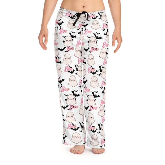 Adorable Ghost Print Women's Pajama Pants for Cozy Nights, Spooky Halloween Sleepwear, Gift for Her, Relaxation, Lounge