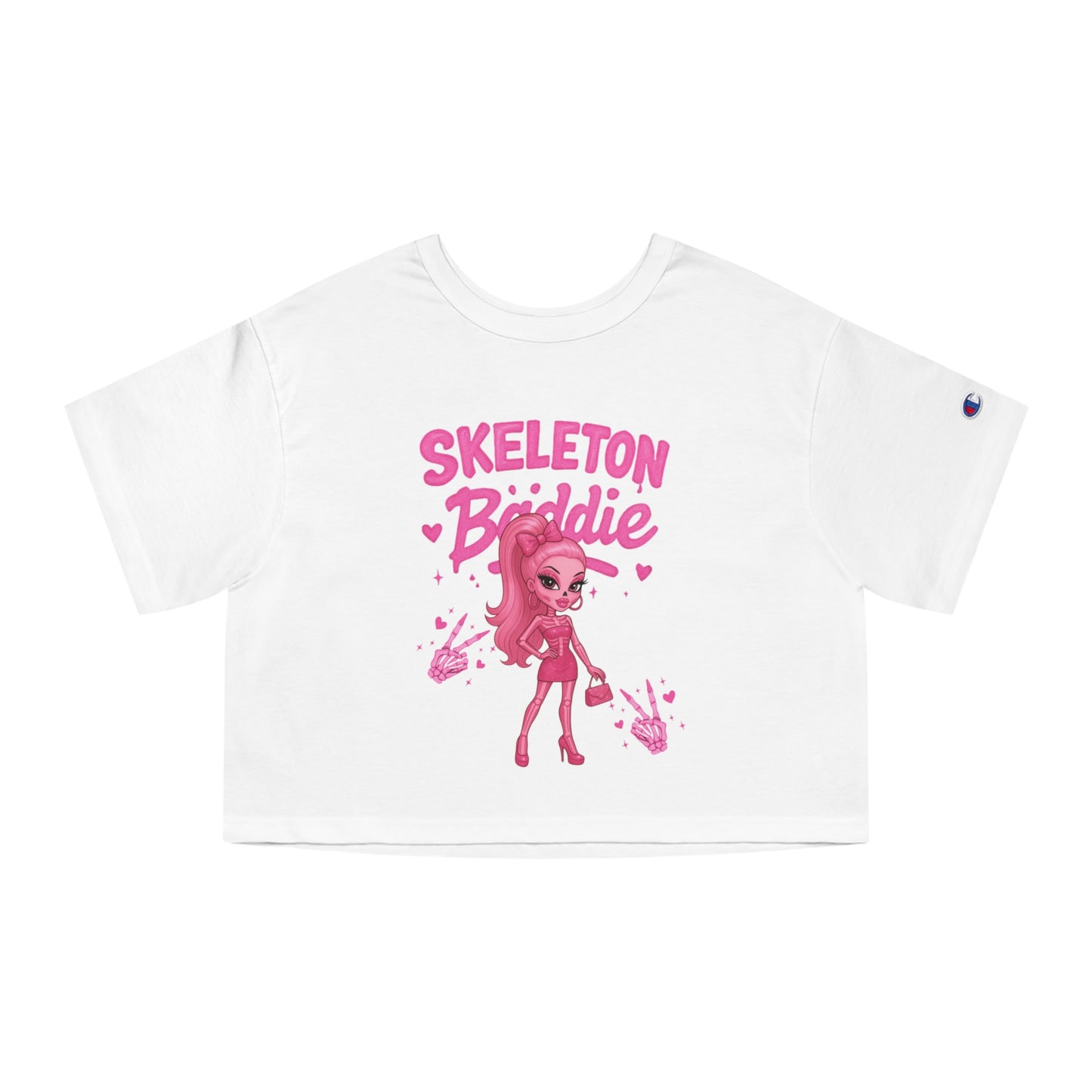 Skeleton Biddie Cropped T-Shirt, Cute Graphic Tee, Women's Fashion Top, Halloween Outfit, Casual Style, Gift for Friends