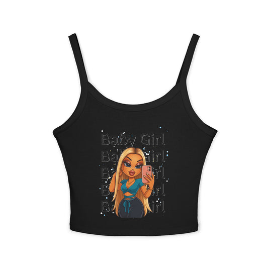 Trendy Women's Spaghetti Strap Tank Top with 'Baby Girl' Design, Cute Summer Top, Casual Wear, Gift for Her, Everyday Fashion