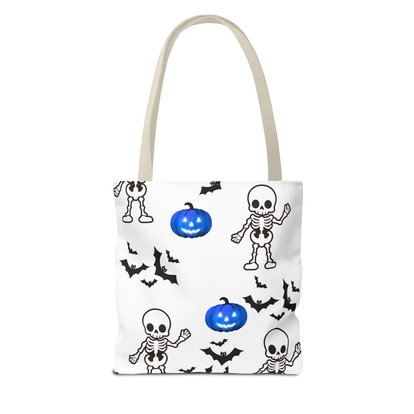 Halloween-Themed Tote Bag, Trick or Treat Accessory, Spooky Skeletons and Pumpkins, Perfect for Autumn Celebrations, Eco-Friendly Gift