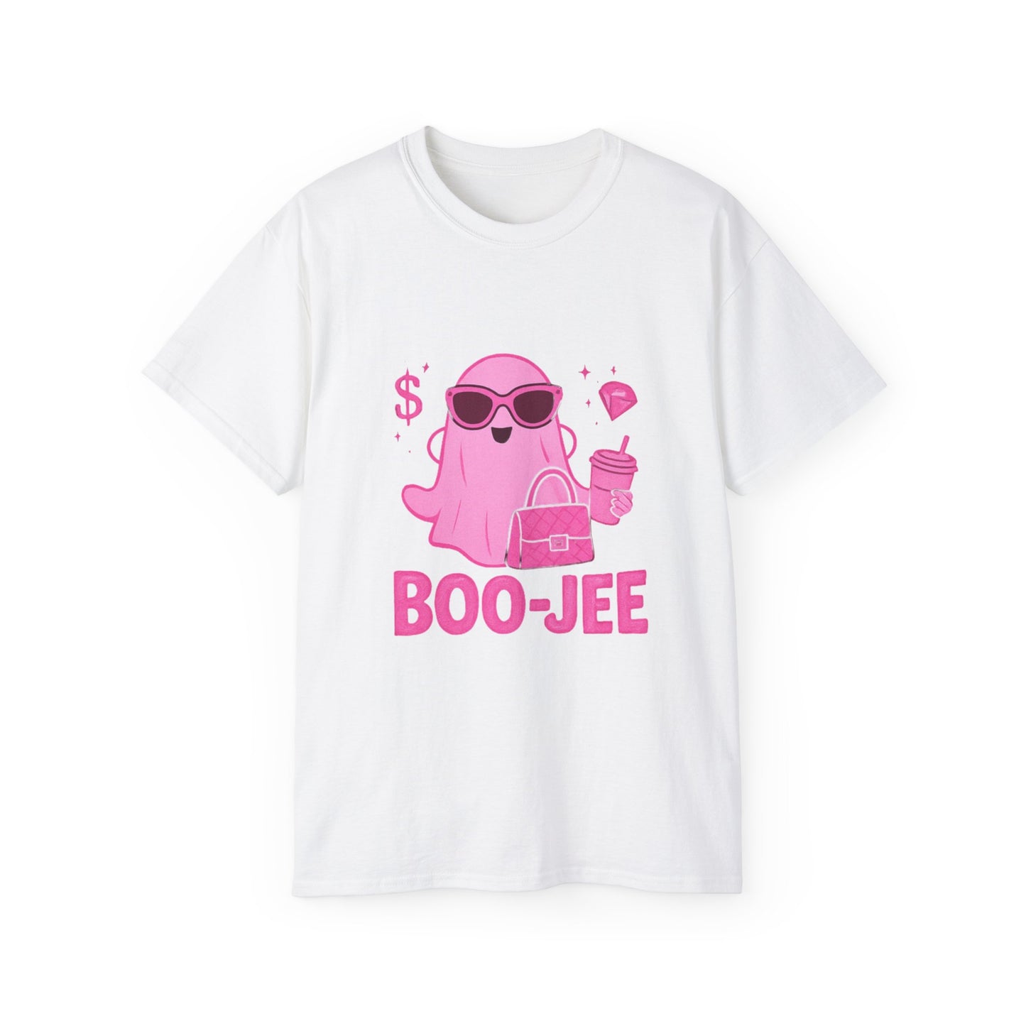 Boo-Jee Ghost Unisex Tee, Fun Graphic T-Shirt for Halloween, Casual Wear, Cool Gift for Friends, Trendy Top, Everyday Fashion
