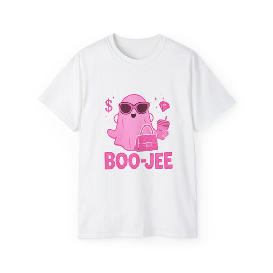 Boo-Jee Ghost Unisex Tee, Fun Graphic T-Shirt for Halloween, Casual Wear, Cool Gift for Friends, Trendy Top, Everyday Fashion
