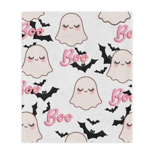 Ghostly Boo Minky Blanket | Halloween Decor, Cozy Throw, Baby Gift, Soft Blanket, Kids Room Decor