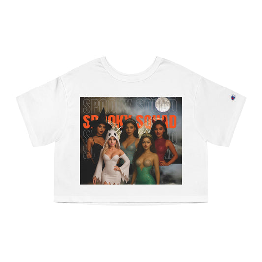 Spooky Squad Cropped T-Shirt, Halloween Crop Top, Women's Graphic Tee, Festival Wear, Comfortable Casual Clothing